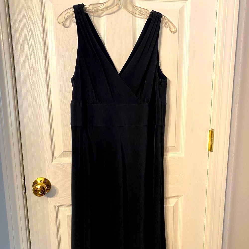 Navy silk J.Crew v-neck dress.